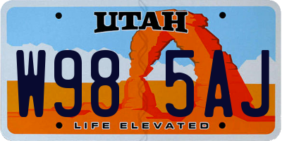 UT license plate W985AJ