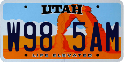 UT license plate W985AM
