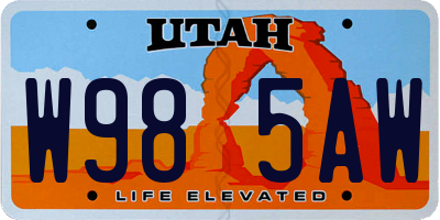 UT license plate W985AW