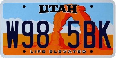 UT license plate W985BK
