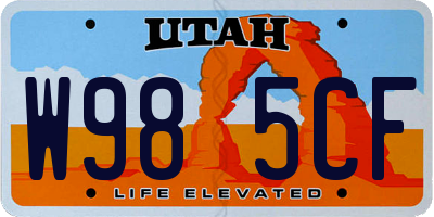 UT license plate W985CF