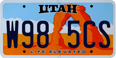 UT license plate W985CS