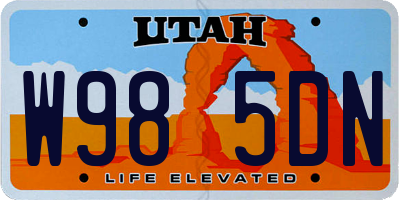 UT license plate W985DN