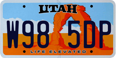 UT license plate W985DP