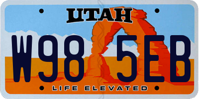 UT license plate W985EB