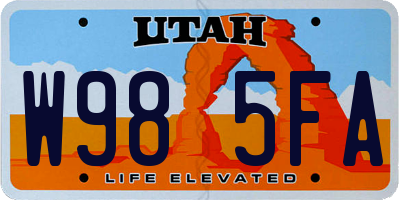 UT license plate W985FA