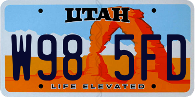 UT license plate W985FD