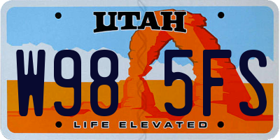 UT license plate W985FS