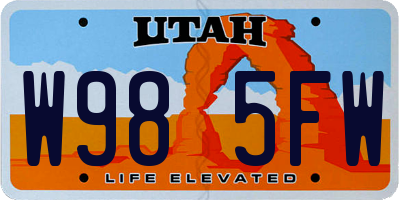 UT license plate W985FW