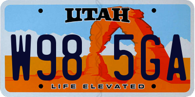UT license plate W985GA