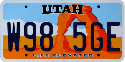 UT license plate W985GE