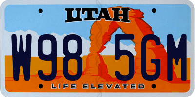 UT license plate W985GM
