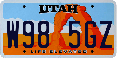 UT license plate W985GZ