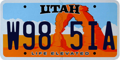 UT license plate W985IA