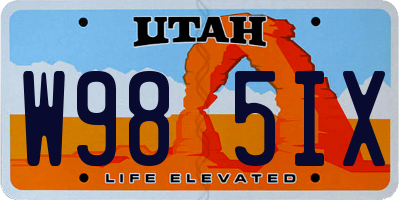UT license plate W985IX