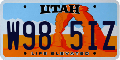 UT license plate W985IZ