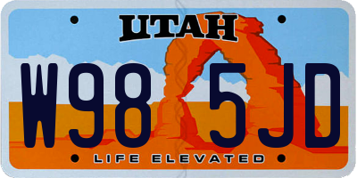 UT license plate W985JD