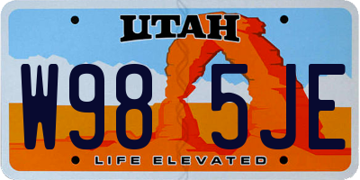 UT license plate W985JE