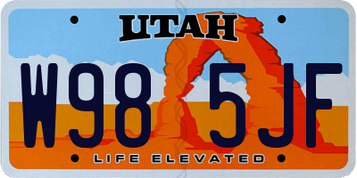 UT license plate W985JF