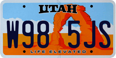 UT license plate W985JS