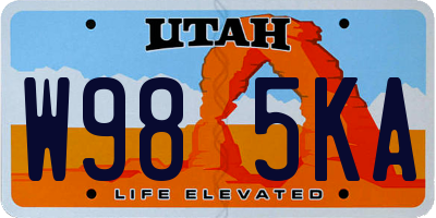 UT license plate W985KA