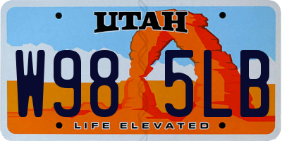 UT license plate W985LB