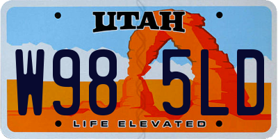 UT license plate W985LD