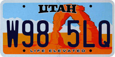 UT license plate W985LQ