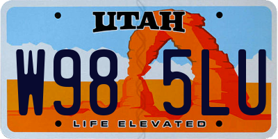 UT license plate W985LU