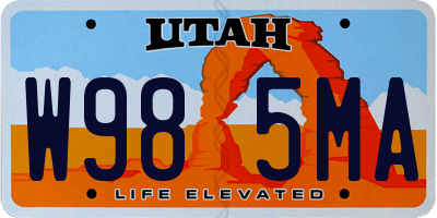 UT license plate W985MA