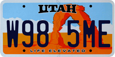 UT license plate W985ME
