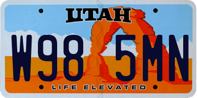 UT license plate W985MN