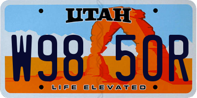 UT license plate W985OR