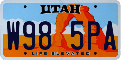 UT license plate W985PA