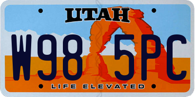 UT license plate W985PC