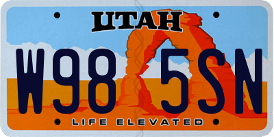 UT license plate W985SN