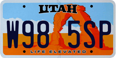 UT license plate W985SP