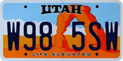 UT license plate W985SW