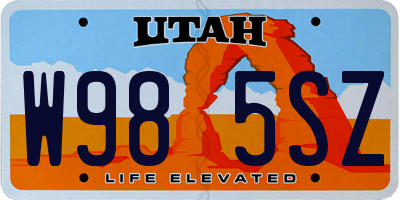 UT license plate W985SZ