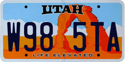 UT license plate W985TA