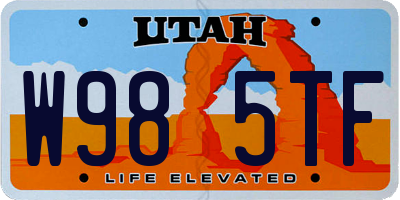 UT license plate W985TF