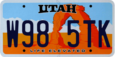 UT license plate W985TK