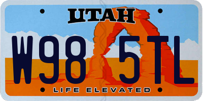 UT license plate W985TL