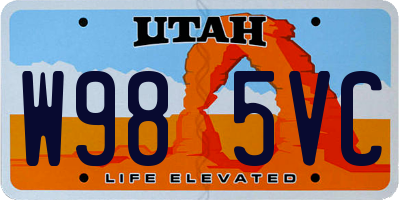 UT license plate W985VC