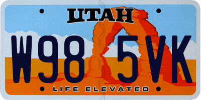 UT license plate W985VK