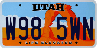 UT license plate W985WN