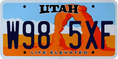 UT license plate W985XF