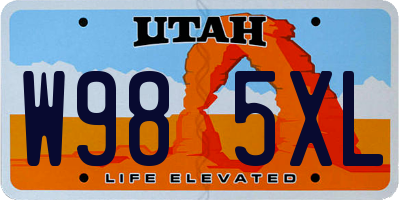 UT license plate W985XL