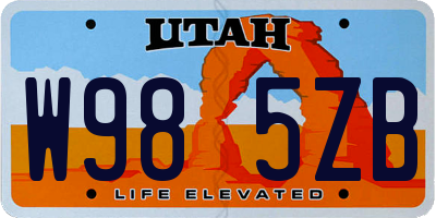 UT license plate W985ZB
