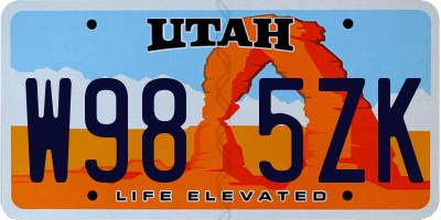 UT license plate W985ZK